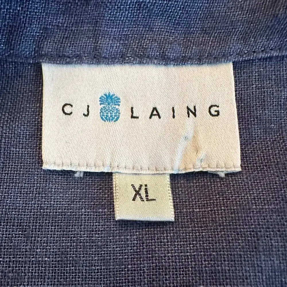 CJ Laing Navy Linen Tunic Dress Cover Up Size XL - Picture 6 of 11
